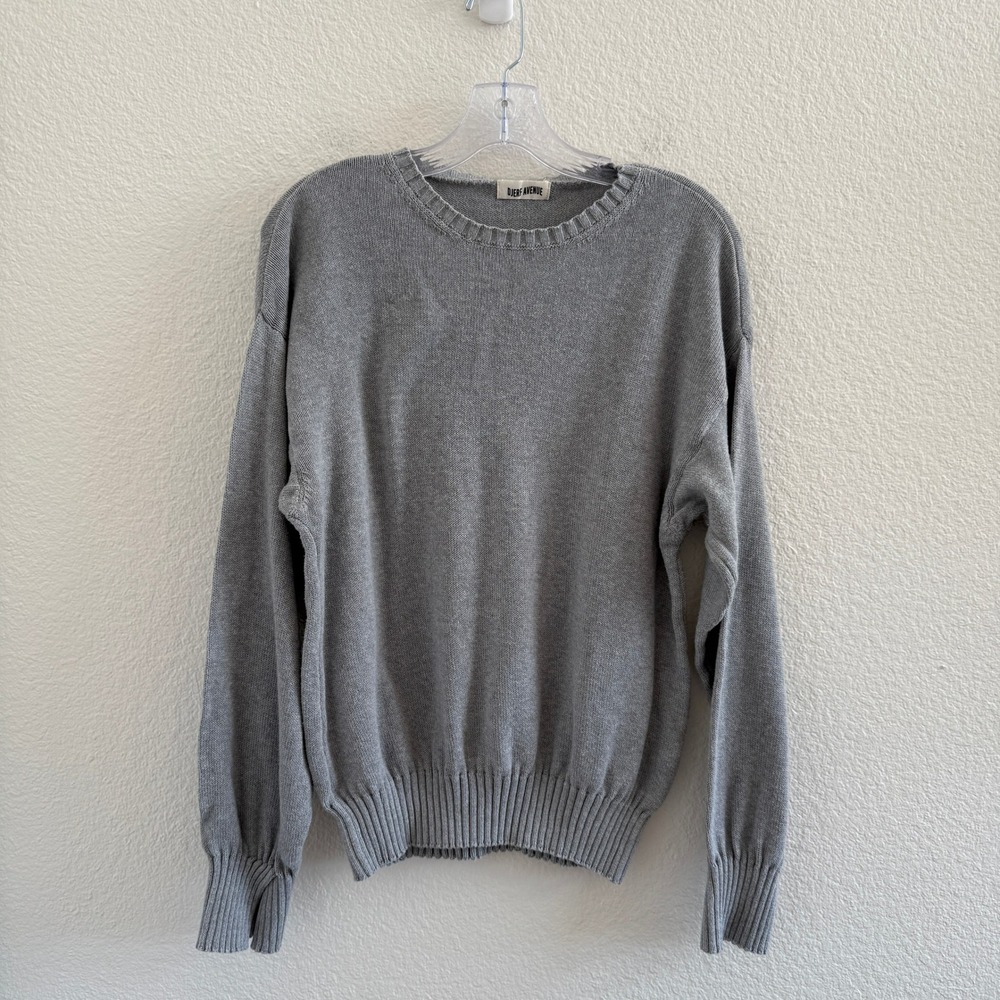 Djerf Avenue Grey 100% Cotton Crewneck Sweater Made in Italy Size M
